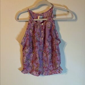 Unique Vintage Purple Floral Blouse